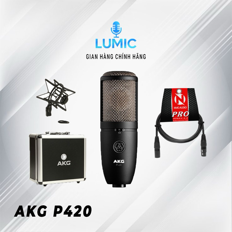 (Tặng dây micro) AKG P420 - Hàng chính hãng - Micro thu âm chuyên nghiệp 3 hướng thu, condenser 48V 