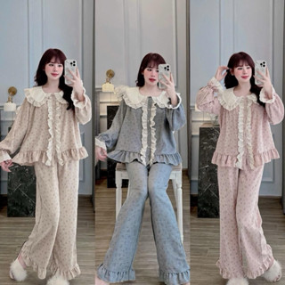 Bộ đồ Ngủ Cổ seᵰ ren dải hoạ tiết hoa nhí chất Vân mây mềm đẹp cho Nữ DD81 Sammy - Áo, Quần Ngủ, Women
