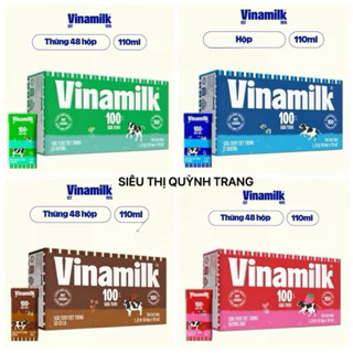 Thùng 48 Hộp x 110ml Sữa Tươi Có  Đường - Ít Đường Vinamilk 100%