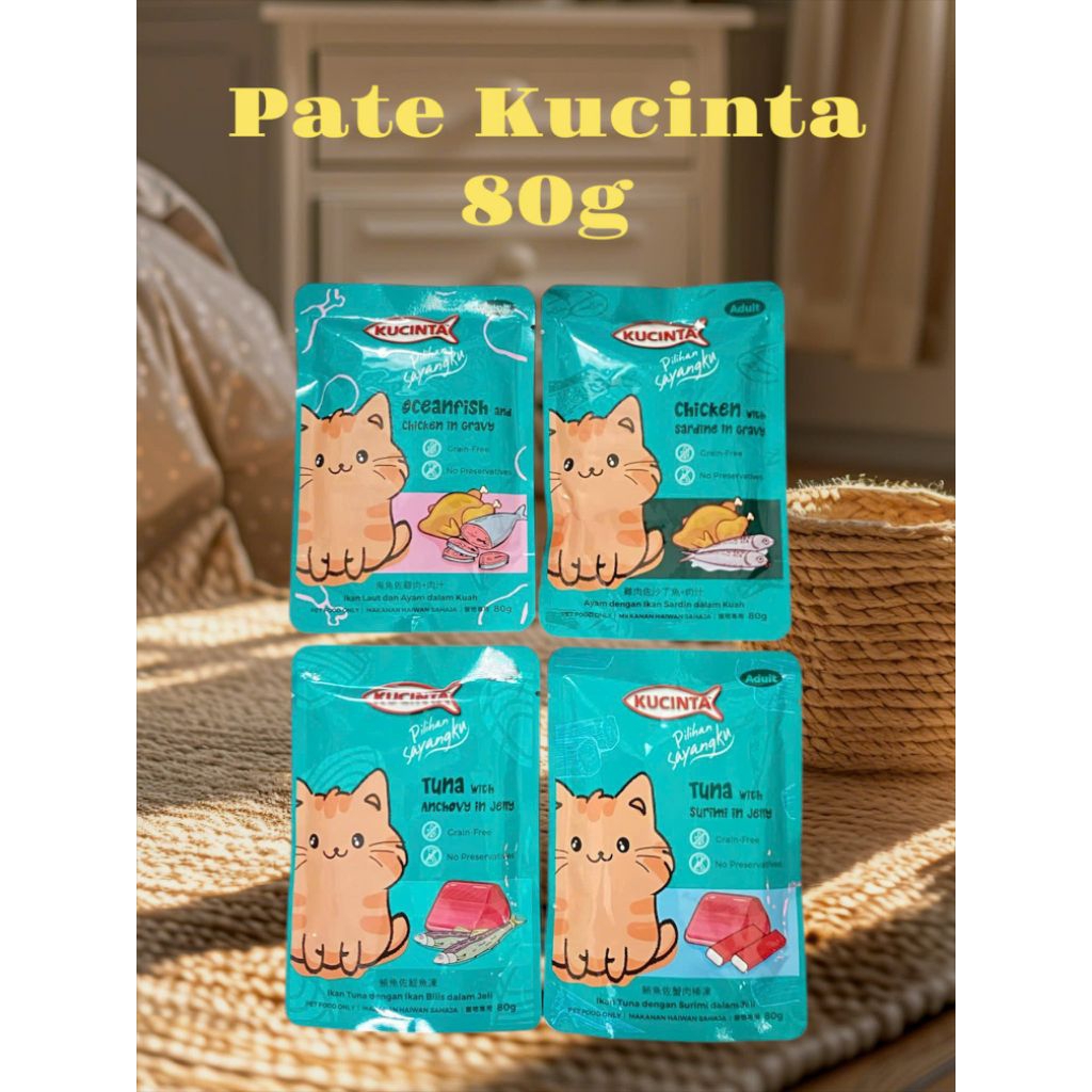 [Thùng 48 gói] Pate Cho Mèo KUCINTA Gói 80g - Pate Kucinta Cho Mèo Cao Cấp Gói 80g
