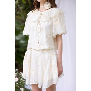 White flower shirt + skirt