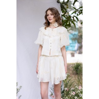 White flower shirt + skirt