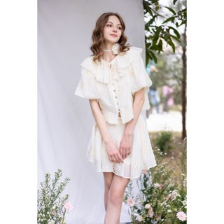 White flower shirt + skirt