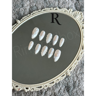 Nailbox Móng giả Thiết kế Tone Nude đi tiệc Cô Dâu đơn giản tinh tế Ring010