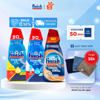 Nước rửa chén bát Finish All in 1 1000ml cho máy, Gel rửa bát Finish nhập khẩu Châu Âu, làm sạch vượt trội, thơm lâu
