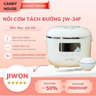 Nồi Cơm Điện Tách Đường Jiwon JW-34F Dung Tích 1.2L Đa Chức Năng Nấu Giảm Đường Hiệu Quả Cho Người Ăn Kiêng BH 12T