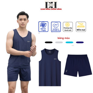 Bộ thể thao nam sát nách thông hơi DIHU, áo tanktop kết hợp quần đùi chất cotton thoáng mát co giãn 4 chiều mùa xuân hè