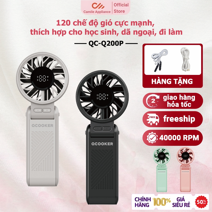 【tặng + bảo hành 1 năm】Qcooker 4000mah có thể sạc điện, cầm tay, 120 mức độ gió, tốc độ quay 40000rp