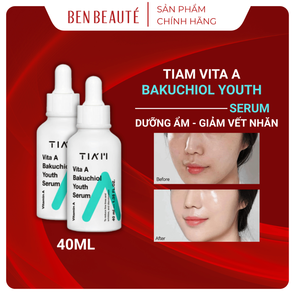 Tinh Chất Serum Bakuchiol + Retinol Căng Bóng, Trẻ Hoá Da Tiam 40ml
