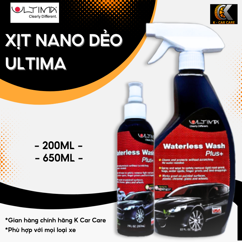 Chai xịt nano dẻo ULTIMA Waterless Wash Phủ Bóng Bề Mặt Kính, Tăng Độ Trong Suốt, Chống Trầy Xước