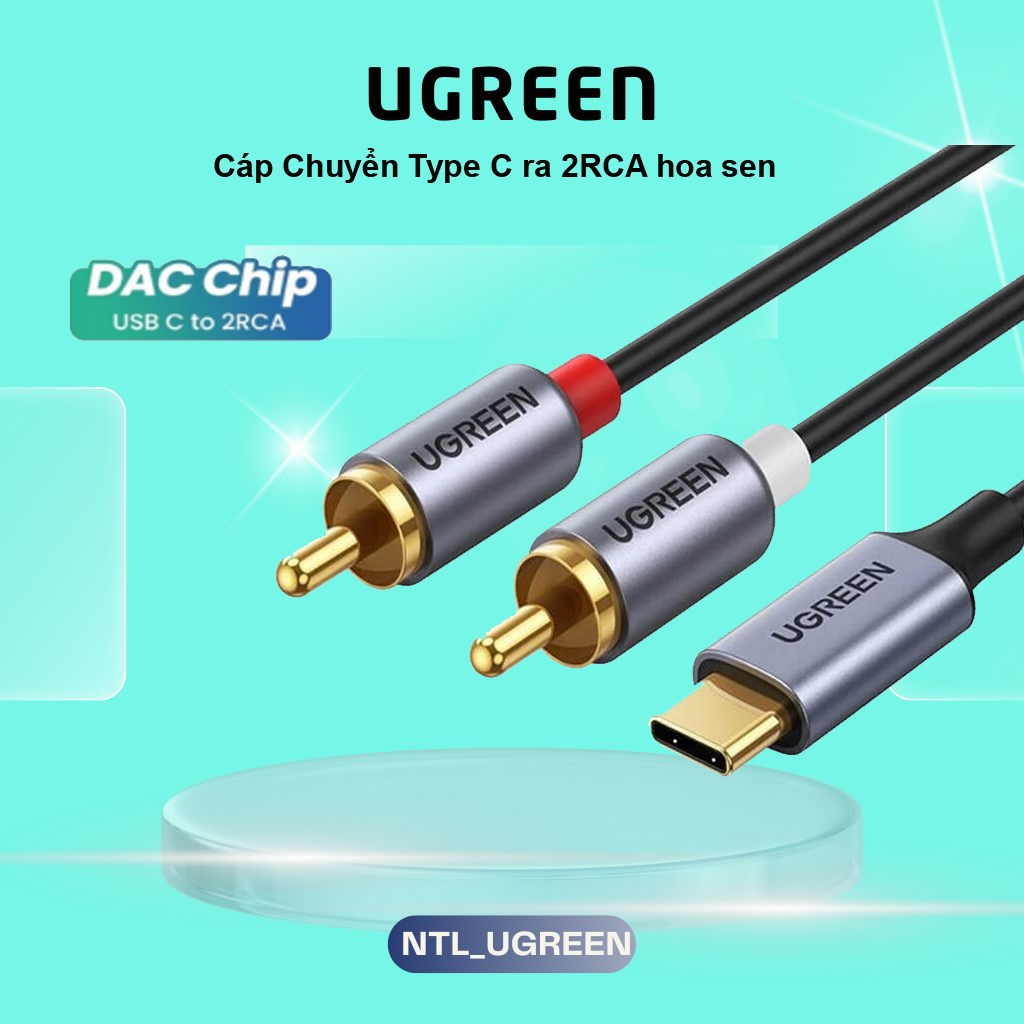 Cáp chuyển USB C to 2RCA Ugreen Chính Hãng CM451 dây dài 1.5met