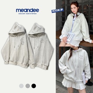 Áo Hoodie Zip Nam Nữ Meanstore Áo Khoác Nỉ Lót Lông Nhung và Bông Dày Form Rộng Màu Xám, Đen In Cặp Đôi - KNGH1