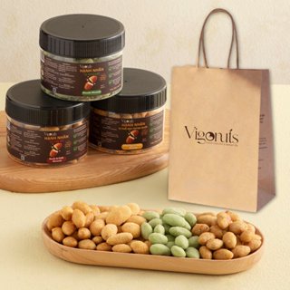 Set quà tặng hạt điều kèm túi giấy VIGONUTS trao lời yêu thương quà lưu niệm ý nghĩa