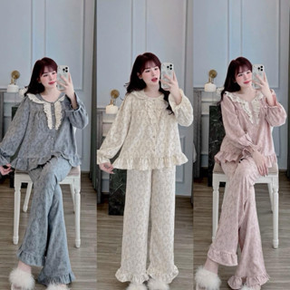 Bộ đồ ngủ Ren trước hoạ tiết hoa dây chất Vân mây dễ thương cho Nữ DD55 Sammy - Quần Ngủ, Women