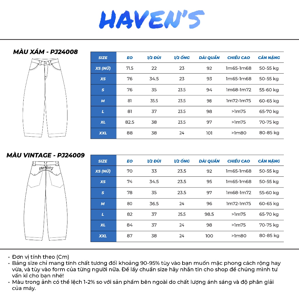 Quần Jeans HAVEN'S unisex dáng thụng Relaxed fit nhiều màu thiết kế bản CAO CẤP - havenstyle | BigBuy360 - bigbuy360.vn