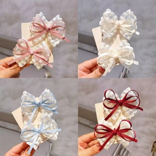 Kẹp tóc ren nơ NOVSET kẹp tóc mỏ vịt mái phong cách tiểu thư [ Set 2 cái ] (K503)