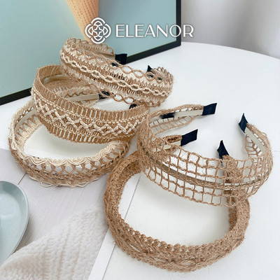 Băng đô cài tóc nữ Eleanor Accessories len dệt kim họa tiết hình đan ô phụ kiện tóc cài tóc 9942