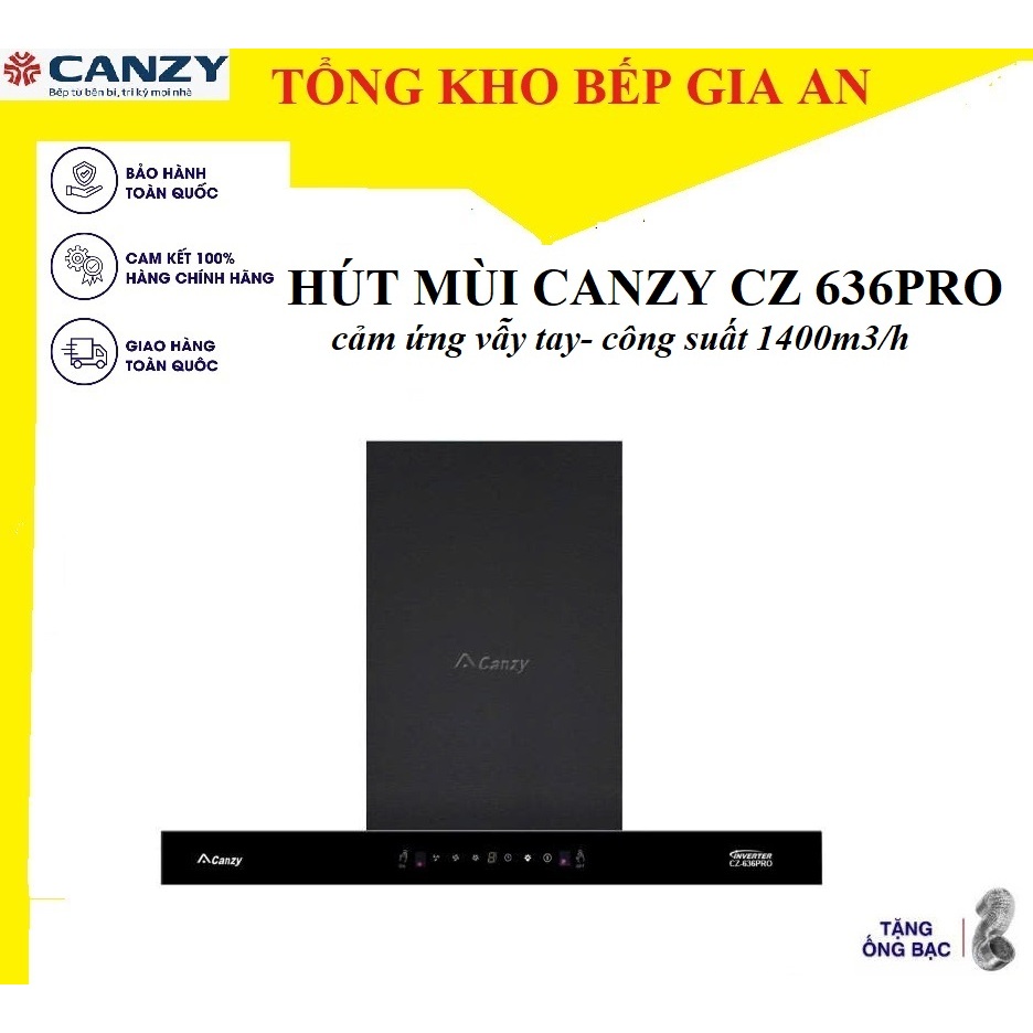 Máy hút mùi Canzy CZ H140CT Hút mùi nhà bếp cảm ứng vẫy tay cao cấp, máy hút khói chính hãng bảo hành 3 năm