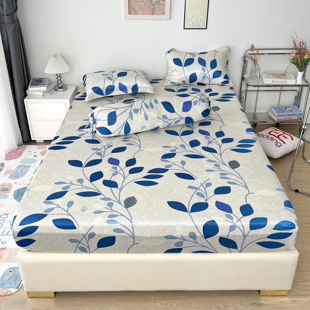 Bộ ga giường 4 món REE Bedding R419 chất thun lạnh đủ size drap trải nệm 1m2 1m4 1m6 1m8 2m