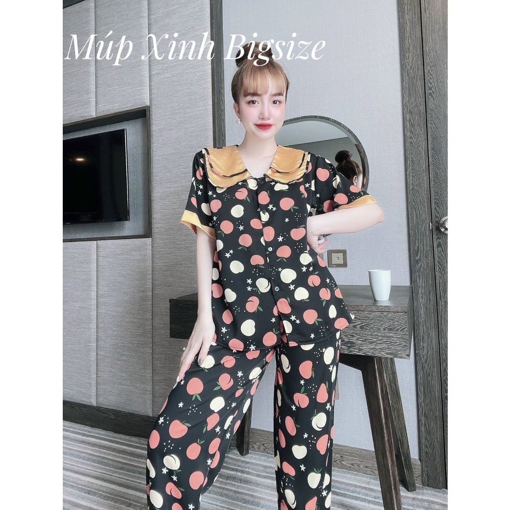 xả kho 45-55kg] Bộ Dài Xẻ Tà Lụa Mango _ Gấm Cao Cấp Mặc Nhà Cho Nàng Múp