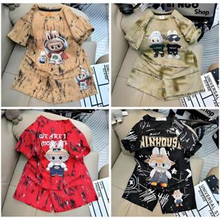 Combo 3,4 bộ quần LABUBU cho bé trai logo 6D, size 4 - 21 kg mặc thoáng mát, chất thun lạnh thái M8