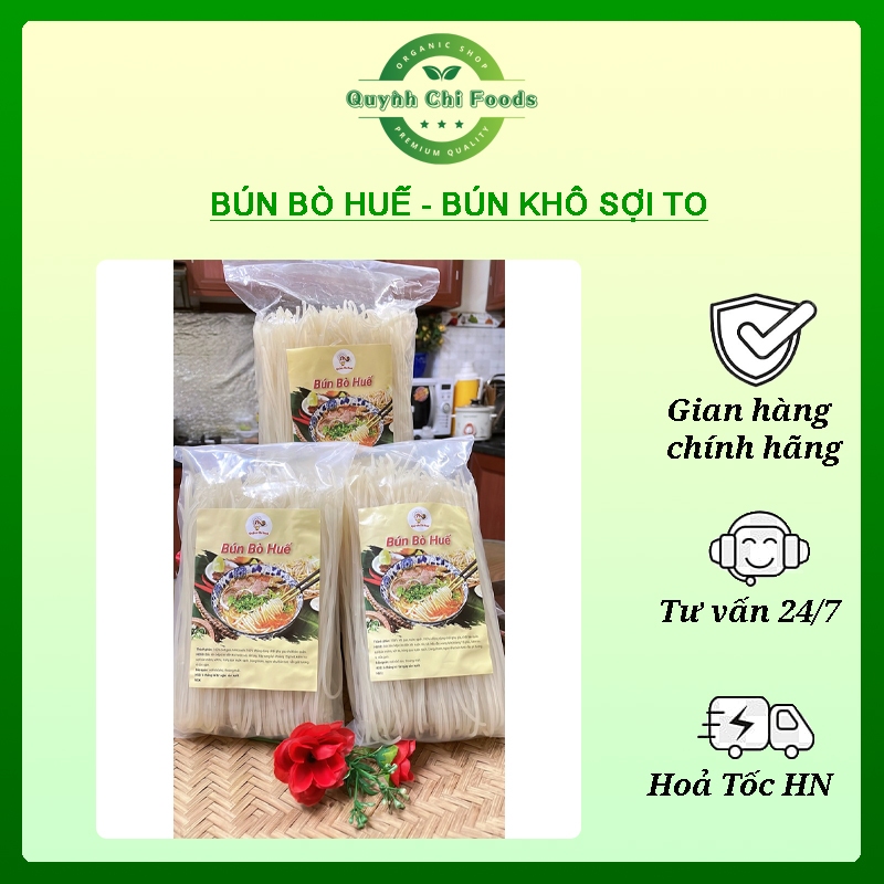 Bún Bò Huế Khô Sợi To – Không Hàn The – Bún Gạo Sạch – 0.5kg / 1kg