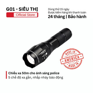 Đèn pin siêu sáng mini Led XML T6 full hộp G01 tặng kèm pin 18650 và dock sạc