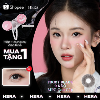 Kính Áp Tròng Hera Đen Mờ Lặng Lẽ 0-8 Độ FOGGY BLACK Nhập Khẩu Hàn Quốc Lens Khóa Ẩm 97% MPC Cao Cấp Cận 6 Tháng