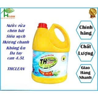 Nước rửa chén, nước rửa bát đĩa TH CLEAN siêu đậm đặc hàng chính hãng Can 4,5L ( Ảnh thật)