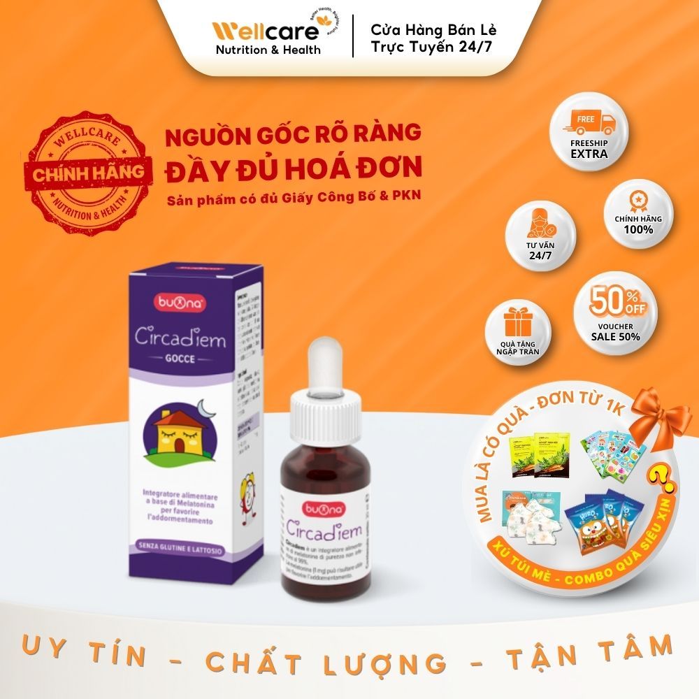 [TRẺ EM] Buona Circadiem - Lọ 20ml - Siro Giúp Ngủ Ngon với Melatonin Tinh Khiết - Nhập Khẩu Chính H