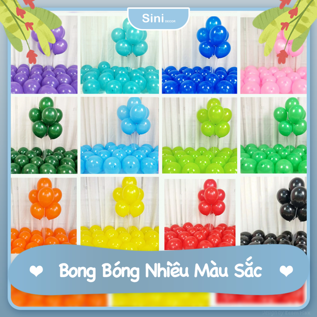 Bong Bóng Trang Trí Sinh Nhật Sini Decor - Bóng Tone Lì Màu Retro Hàn Quốc 10 Inch - Bóng Tông Xuân
