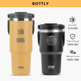 Ly Giữ nhiệt Khắc Tên TYESO Kèm Quai Xách, Ống Hút - Dung tích 600ml - 750ml - 900ml | TS-8828