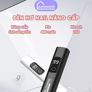 Đèn Hơ Sấy Móng Tay Nail Mini Gel Cầm Tay UV Siêu Sáng Automatik Màn Hình LED 400mAh 3W Hẹn Giờ 20, 60 Giây 395nm