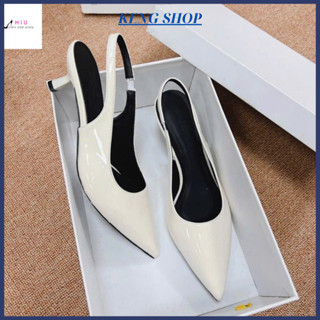 Giày cao gót nữ slingback mũi nhọn da bóng sang chảnh, giày công sở tiểu thư dễ đi đẹp gót 5p 7p 9p