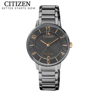 Đồng hồ nữ citizen eco-drive dây thép không gỉ em0528-82h - mặt đen