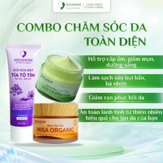  Combo chăm sóc da toàn diện Misamom - Kem diếp cá - Sữa Rửa Mặt Tía Tô - Kem rạn da cho bà bầu 