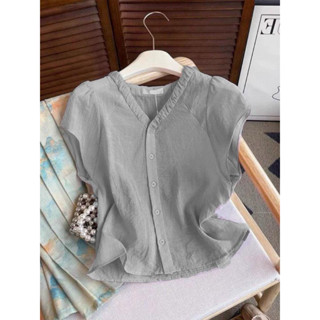 Áo Sơ Mi Nữ. Cổ Tim Chun , Tay Hến Mềm Mát Dễ Nặc 4 Màu L6