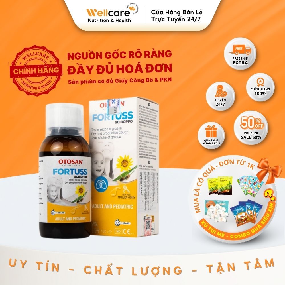 [TRẺ EM] OTOSAN Siro Ho FORTUSS giảm ho, giảm viêm họng cho trẻ em - Lọ 180ml