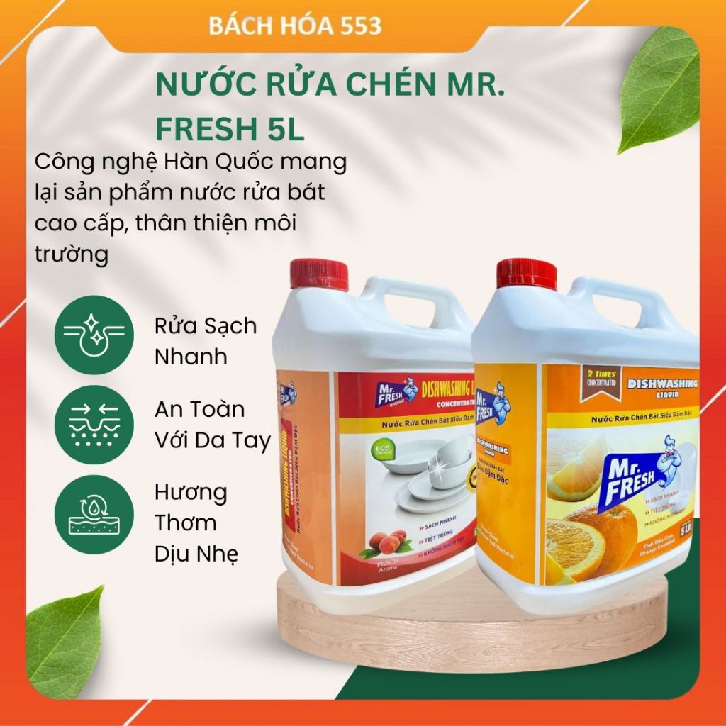 Nước Rửa Chén Mr. Fresh 5L (2 Hương)