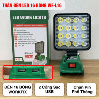  Thân Đèn Led Workfix 16 Bóng Chạy Pin Tích Hợp 2 Cổng Sạc USB 16 Bóng Led Siêu Sáng Chân Pin Phổ Thông 