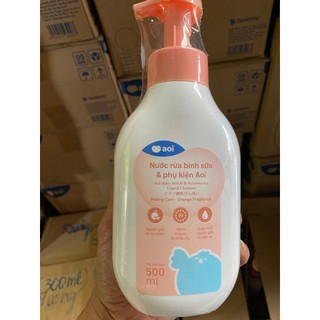 Nước vệ sinh, súc bình sữa, rửa bình sữa và phụ kiện Aoi 300ml, 500ml (không mùi, hương dâu, cam)