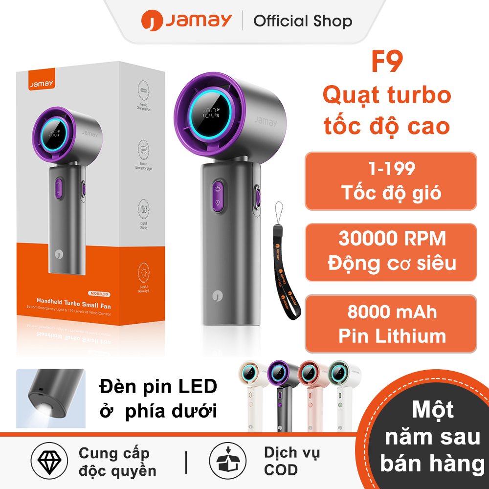 JAMAY Quạt cầm tay tốc độ cao tua bin bán dẫn quạt đèn pin mini Quạt đèn pin  hình LED kỹ thuật số 1
