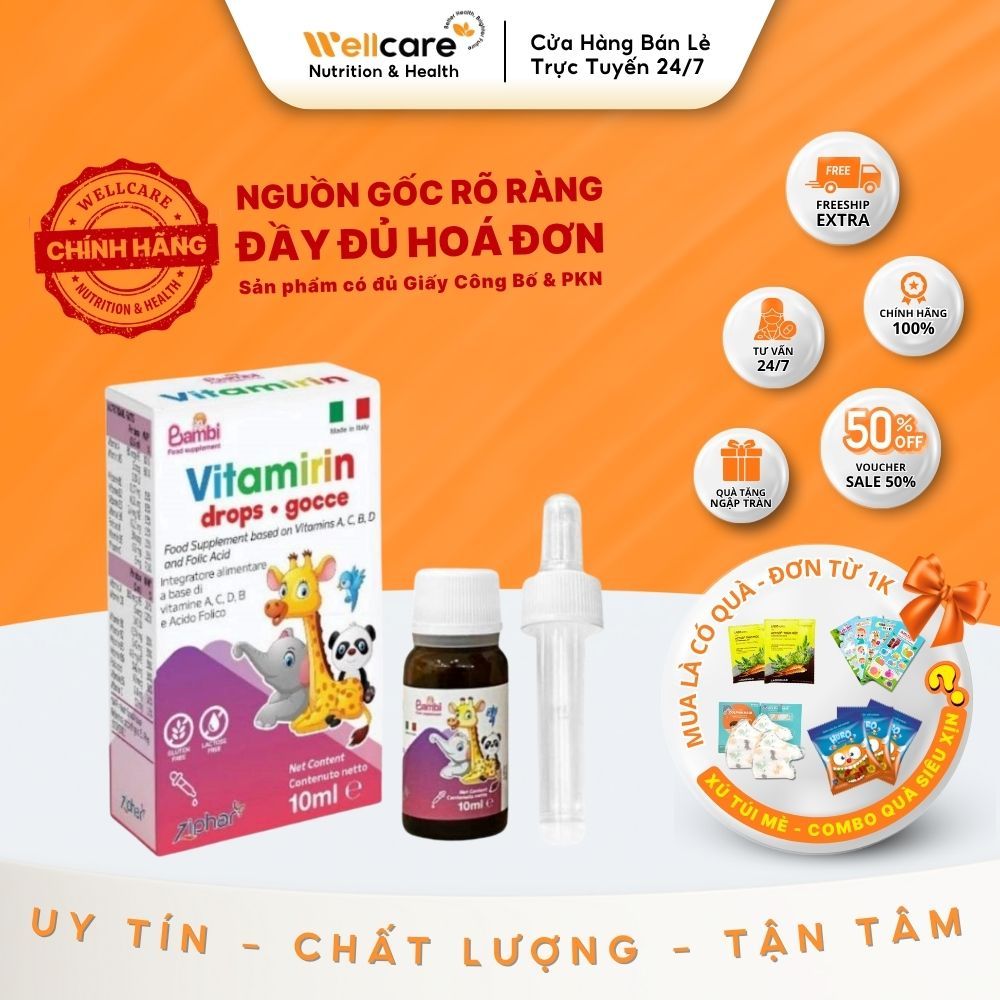 [TRẺ EM] Vitamirin Bambi Wellcare - Bổ Sung vitamin tổng hợp cho trẻ em,trẻ nhỏ - Lọ 10ml