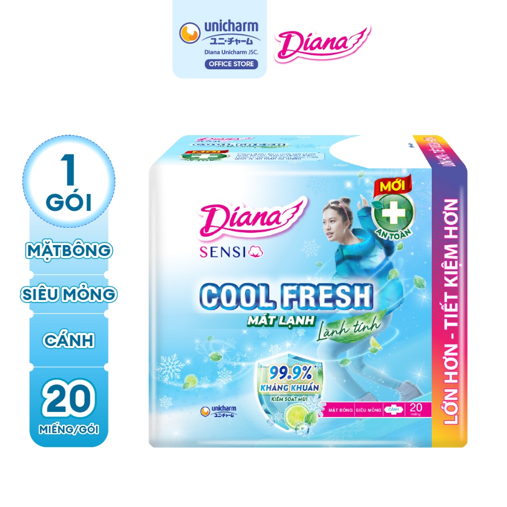 Băng vệ sinh Diana Sensi Cool Fresh siêu mỏng cánh gói 20 miếng