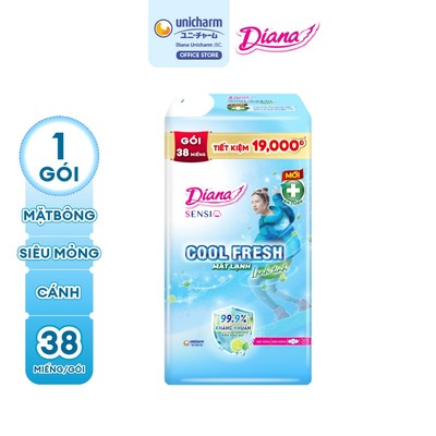[MỚI] Băng vệ sinh Diana Sensi Cool Fresh siêu mỏng cánh gói 38 miếng