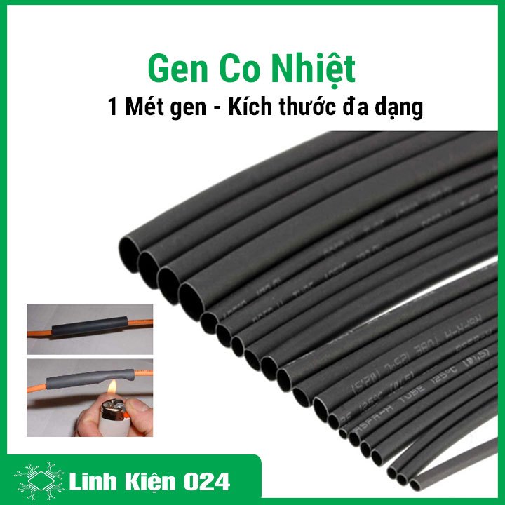 Gen co nhiệt, ống co nhiệt dài 1m đủ loại đường kính 1mm-12mm