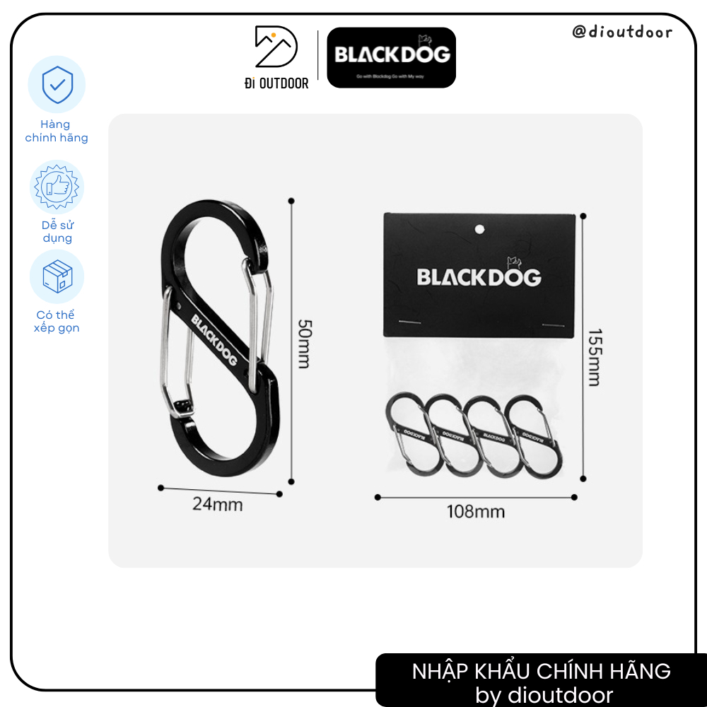Bộ 4 Móc Khóa Số 8 Black Dog BD-ZPPJ003 Móc Khóa Đa Năng Số 8