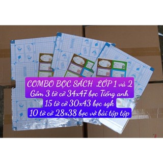 bọc sách vở decal cho học sinh lớp 1, lớp 2 gồm 3 tờ cỡ 34x47, 15 tờ cỡ 30x43, 10 tờ cỡ 28 x38 tặng nhãn vỡ
