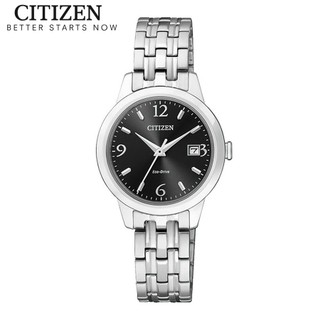 Đồng hồ nữ citizen eco-drive dây thép không gỉ ew2230-56e - mặt đen