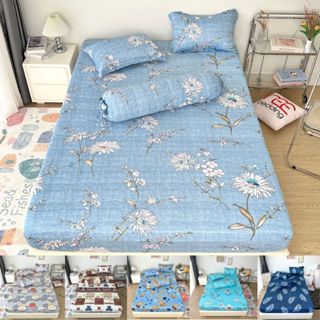 Bộ ga giường thun lạnh 4 Tổng Hợp in 3D REE Bedding đủ size drap trải nệm